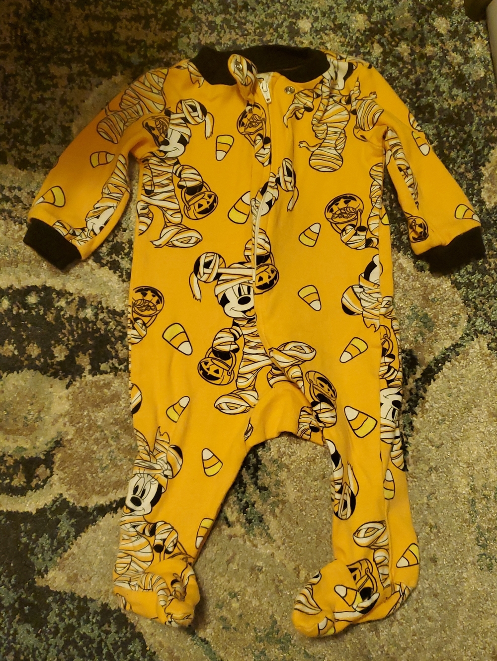 Disney Mickey and Minnie Mummy & Candy Corn Footed One-Piece